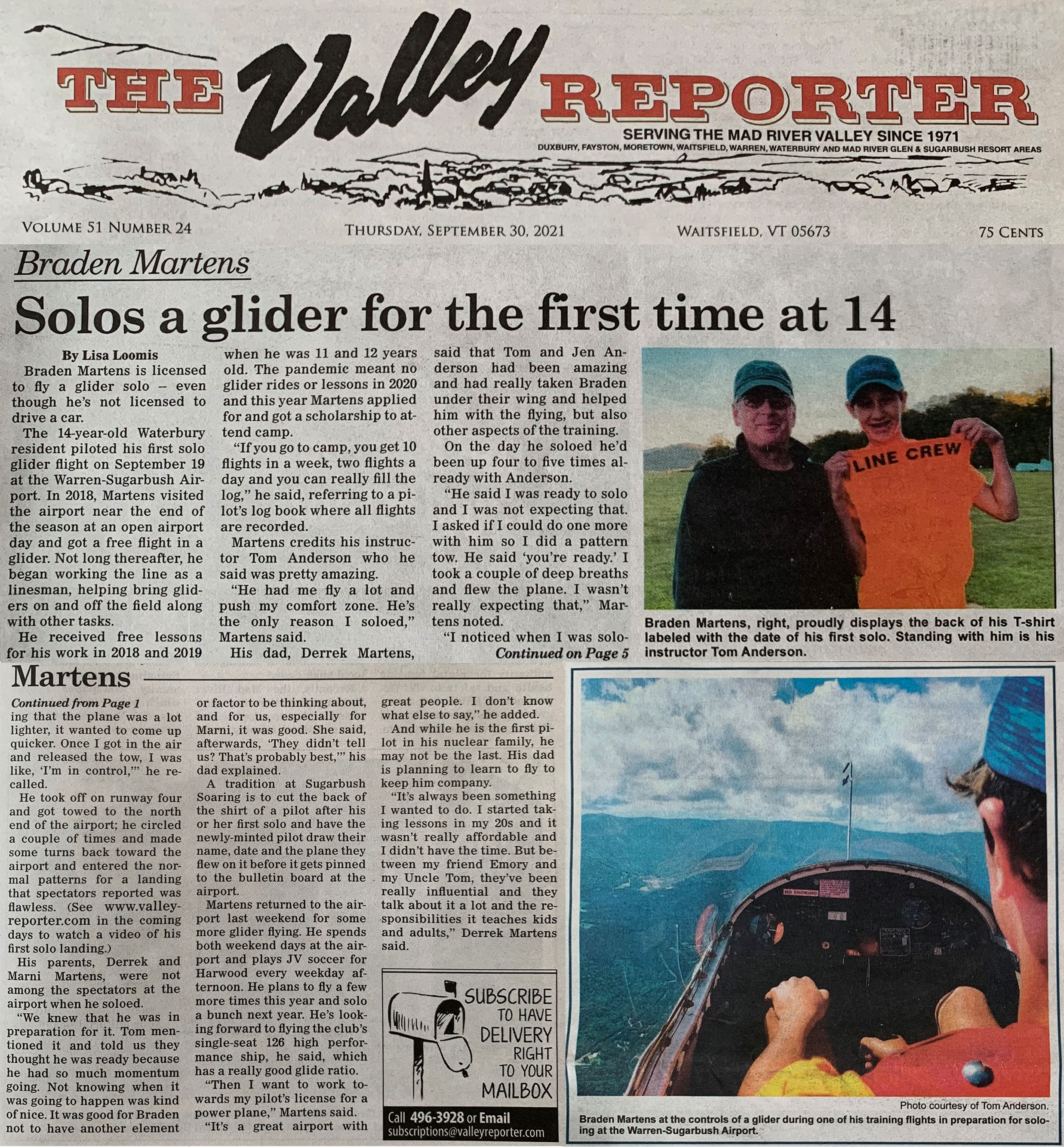 Valley Reporter Braden Martens Solo
